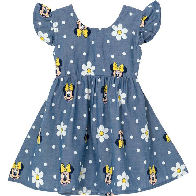 Disney Minnie Mouse Floral Toddler Girls Chambray Skater Dress Flowers