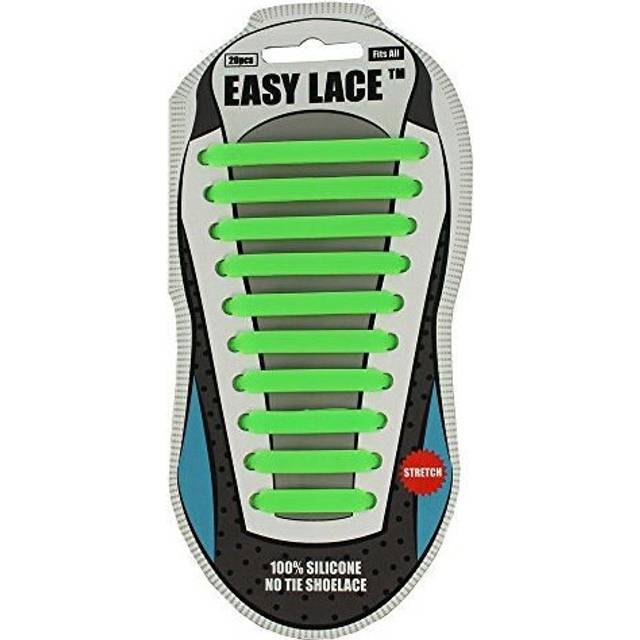 (Green) Easy Lace No Tie Elastic Silicone Slip On Trainers Shoelaces 20 Piece