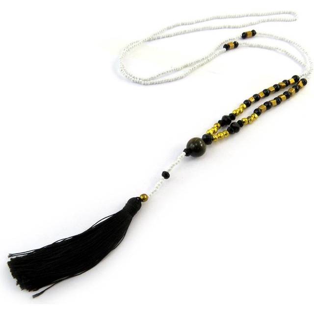 Les Trésors De Lily [N4610] - Designer Long Necklace 'Altai' black white gold white