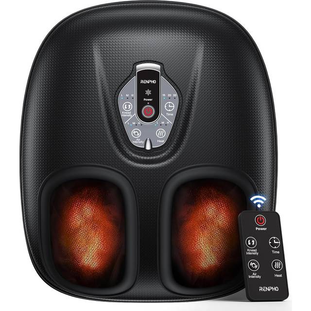 RENPHO Foot Massager Machine with Air Compression & 3 Heating Levels  Heated Shiatsu Foot Massager with Wireless Remote Control  Plantar Fasciitis Mas