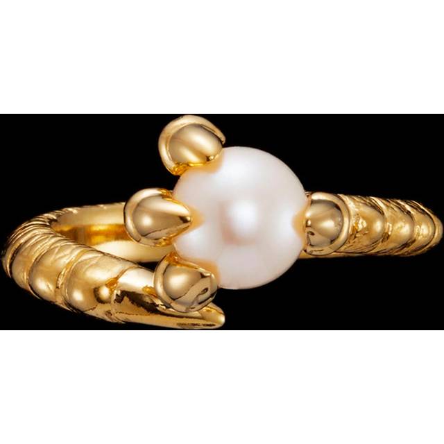 Claw pearl ring guldpläterat silver