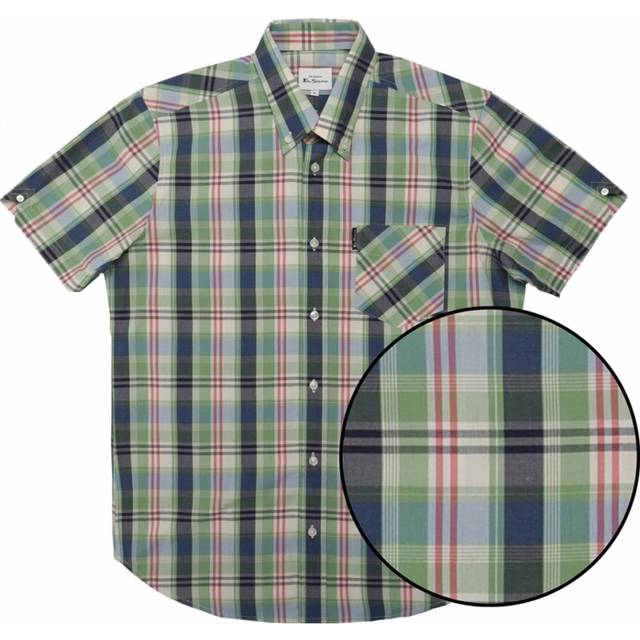 Ben sherman men's big sizewindow check short sleeve shirt 75937, 2xl-5xl, 2 col