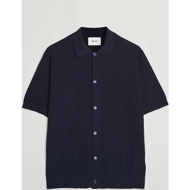 NN.07 Nolan Cotton Knit Shirt - L - Blue