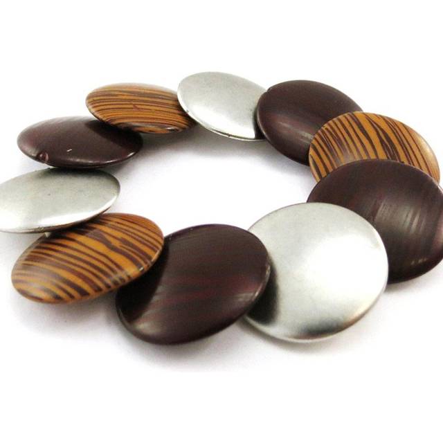 Les Trésors De Lily [C8788] - Silver Brown 'Métis' Designer Bracelet brown