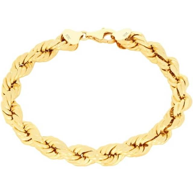 10k Yellow Gold 8mm Rope Diamond Cut Mens Wide Thick Chain Bracelet 8 8.5 9