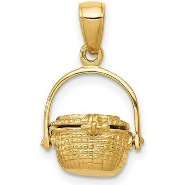 Finest Gold 14k 3-D Nantucket Basket Pendant, Yellow