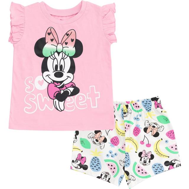 Disney Minnie Mouse Toddler Girls T-Shirt and Bike Shorts Twill Outfit