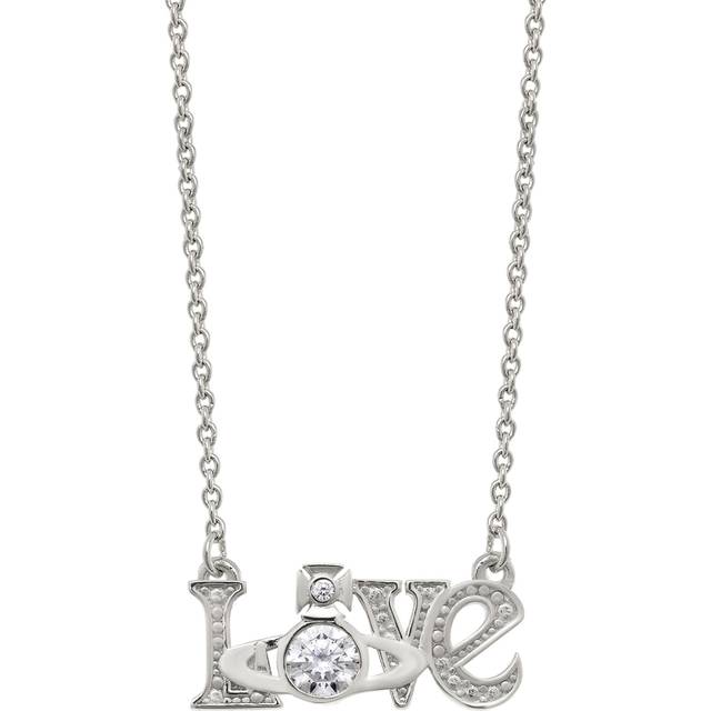 Vivienne Westwood Sterling Silver Crystal Erica Love Necklace - 44cm