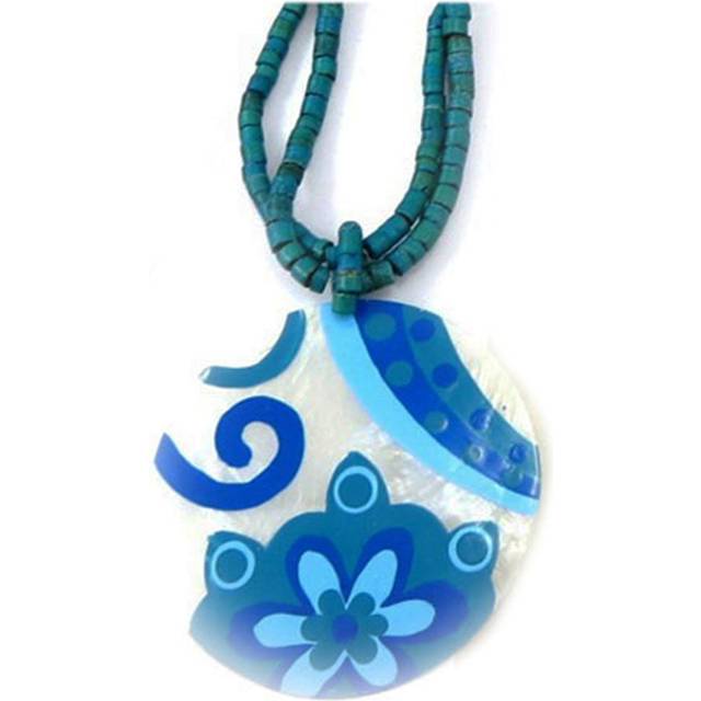 Les Trésors De Lily [R5254] - Mother-of-pearl necklace 'Vahiné' blue - 53 mm
