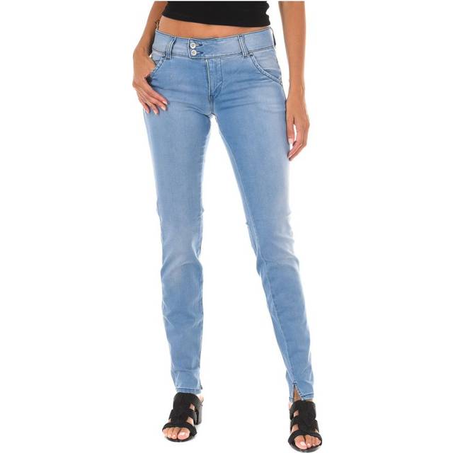 Met Womens Long denim pants worn effect made of elastic fabric 70DBF0518 woman - Blue Cotton - Size 27 (Waist)