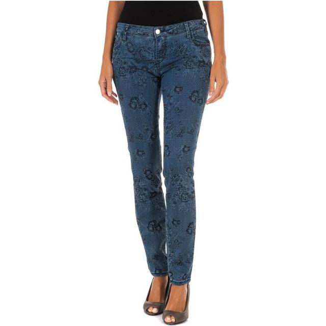 Met Womens Printed and elastic long denim pants 10DB50210 woman - Blue Cotton - Size 24 (Waist)