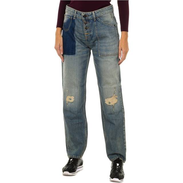 Armani Womens long worn and torn effect denim pants 6Y5J13-5D2YZ - Blue Cotton - Size 30 (Waist)