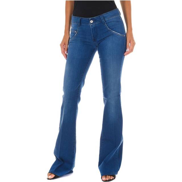 Met Womens Long denim pants worn effect made of elastic fabric 70DBF0532 woman - Blue Cotton - Size 25 (Waist)