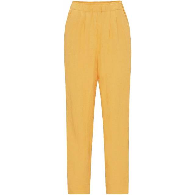 Ellos Womens Linen Blend Pull On Trousers - Yellow - Size 10 UK
