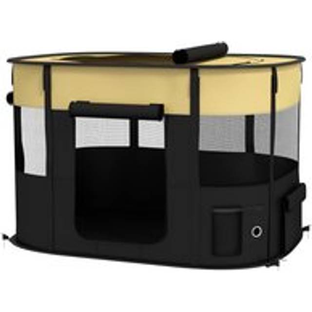 Pawhut Foldable Dog Pen With Storage Bag For Indoor/outdoor Use, Yellow