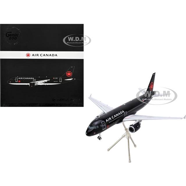 GeminiJets G2ACA1291 Airbus A320 Commercial Aircraft Air Canada C-FNVV Black Gemini 200 Series 1-200 Scale Diecast Model Airplane