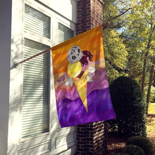 Caroline's Treasures BB7464CHF Halloween Sweets Ice Cream Skull Canvas House Size Outdoor-Flags  Multicolor