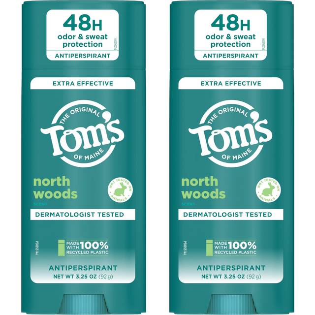 Toms of Maine North Woods Antiperspirant for Men and Women  With Recycled Aluminum  3.25 oz  2-Pack