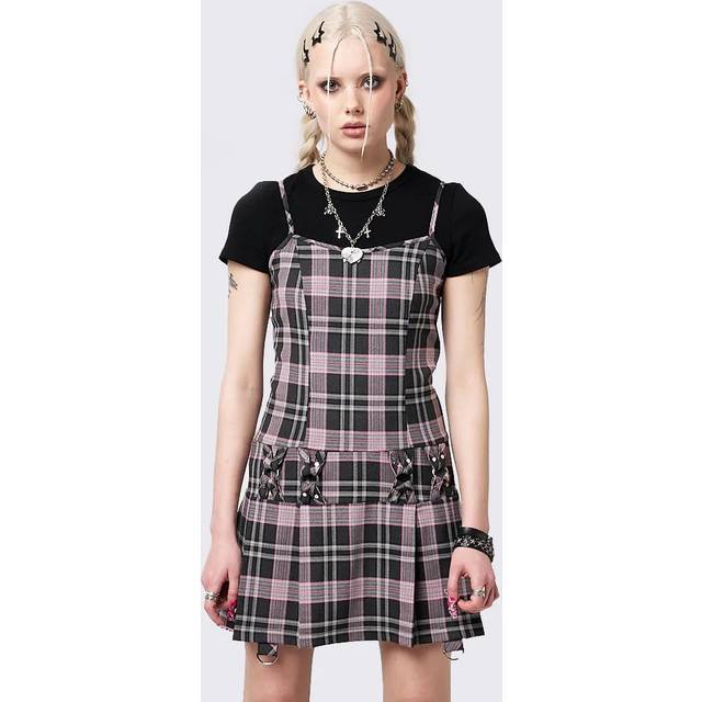 Minga London - Camila Straps Plaid Pink - Dress - pink - S - 62% Polyester, 35% Viscose, 3% Elastane,Cotton