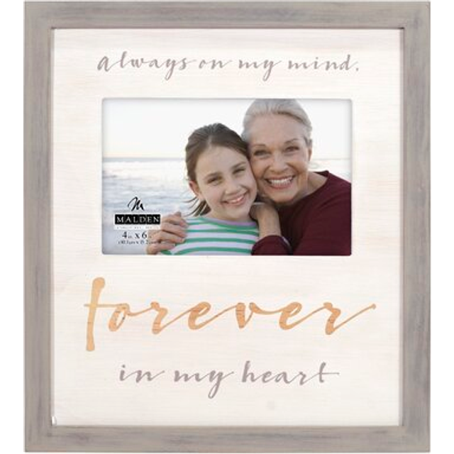 Malden International Designs 4x6 Remembrance Picture Frame Always on my mind  forever in my heart MDF Wood Picture Frame Wood mat Lasered detail  Beig