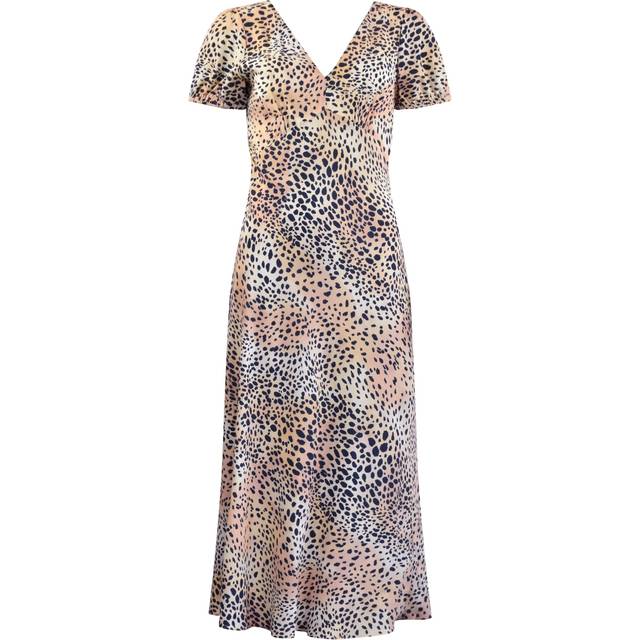 Ro&Zo Womens Leopard Print V Neck Midi Dress - Multicolour - Size 8 UK
