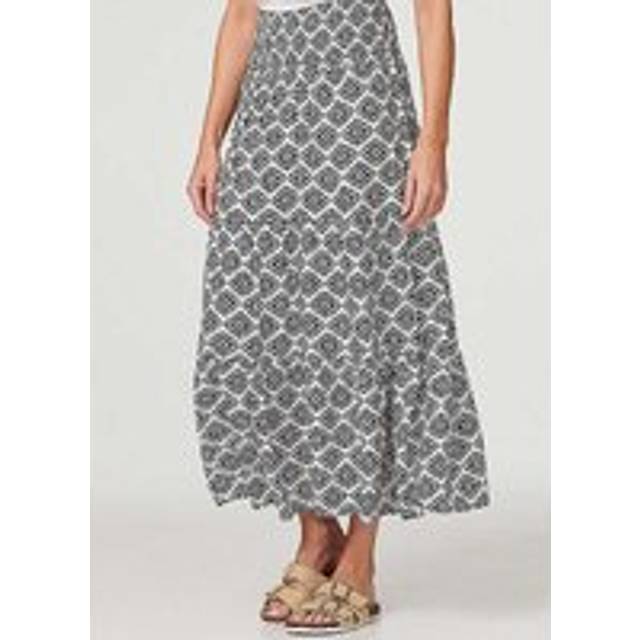 Izabel London White & Black Geo Print High Waist Maxi Skirt - Black/white