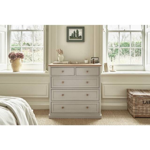 Natural Solid Oak & Painted Chest of Drawers - 5 Drawer Chest - Henley Range - Oak Furnitureland
