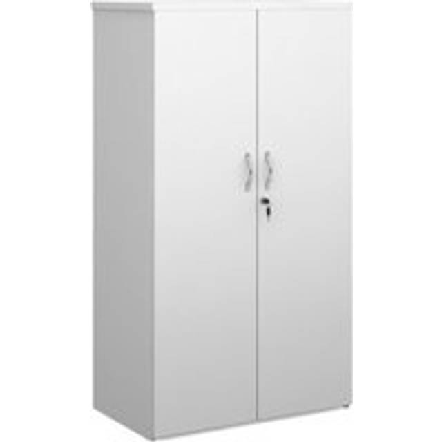 Duo double door cupboard 1440mm high with 3 shelves - white - White