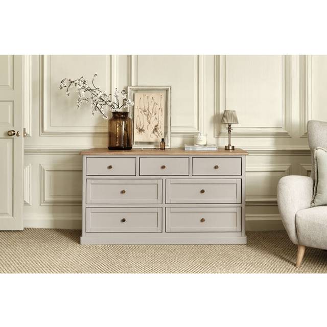 Natural Solid Oak & Painted Chest of Drawers - 7 Drawer Chest - Henley Range - Oak Furnitureland
