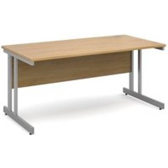Office Desk | Rectangular Desk 1600mm | Oak Tops With Silver Frames | 800mm Depth | Momento