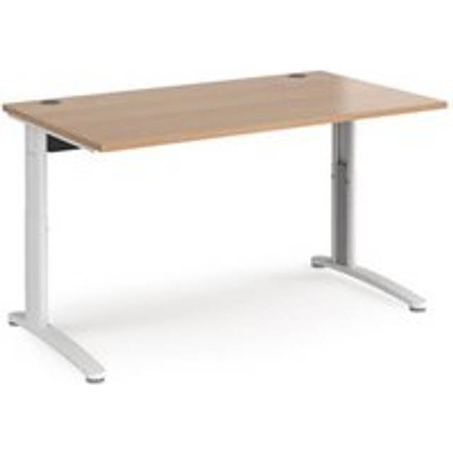 Office Desk | Wheelchair Friendly Rectangular Desk 1400mm | Beech Tops With White Frames | TR10