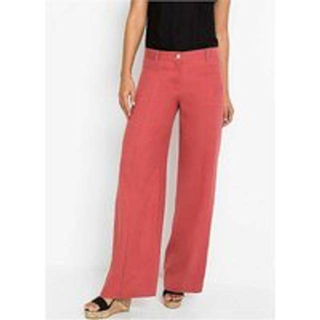 bonprix Linen Palazzo Trousers - Rhubarb