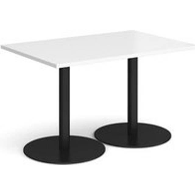 Monza Rectangular Cafe and Bistro Dining Table with Flat Round Black Base - Top 1200mm x 800mm - Grey Oak