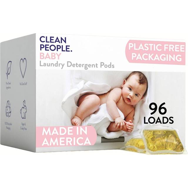The Clean People Laundry Detergent Pods - Recyclable Packaging  Hypoallergenic  Stain Fighting - Ultra Concentrated  Laundry Soap - Baby Unscented  96