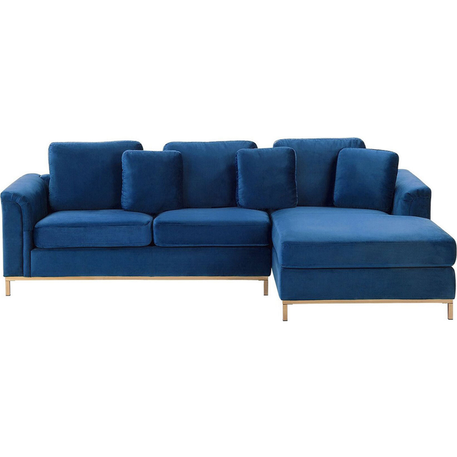 Corner Sofa OSLO Velvet Dark Blue 4 Seater Left Hand
