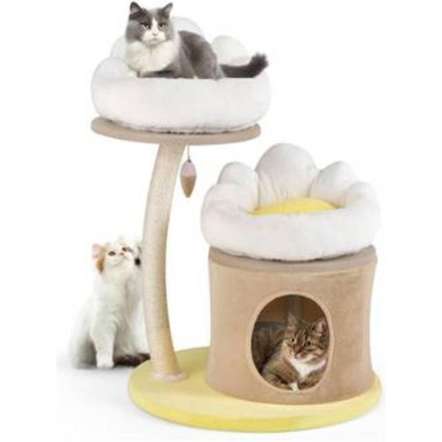 83cm Flower Cat Tree with Sisal Scratching Post and Top Perch-White