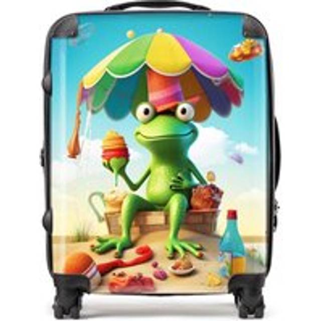 Warren Reed - Designer Frog On A Beach Holiday Suitcase Large, Multi