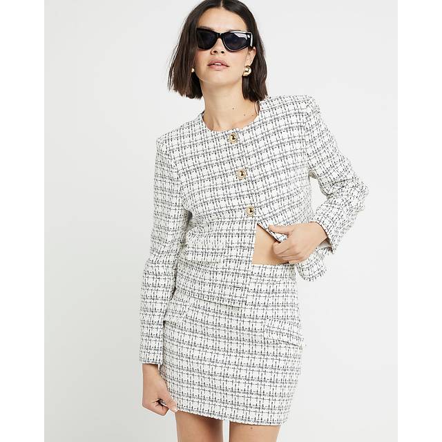 River Island Womens White Boucle Mini Skirt - 14