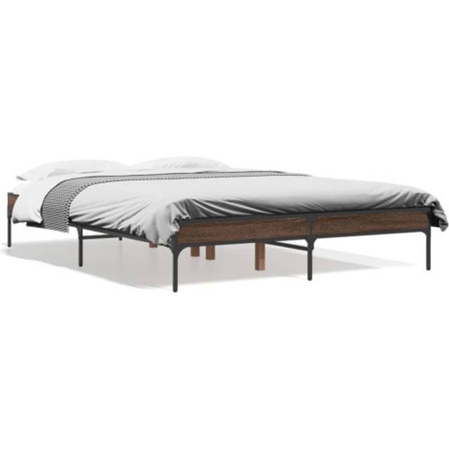 vidaXL Bed Frame without Mattress Brown Oak 135x190 cm Double