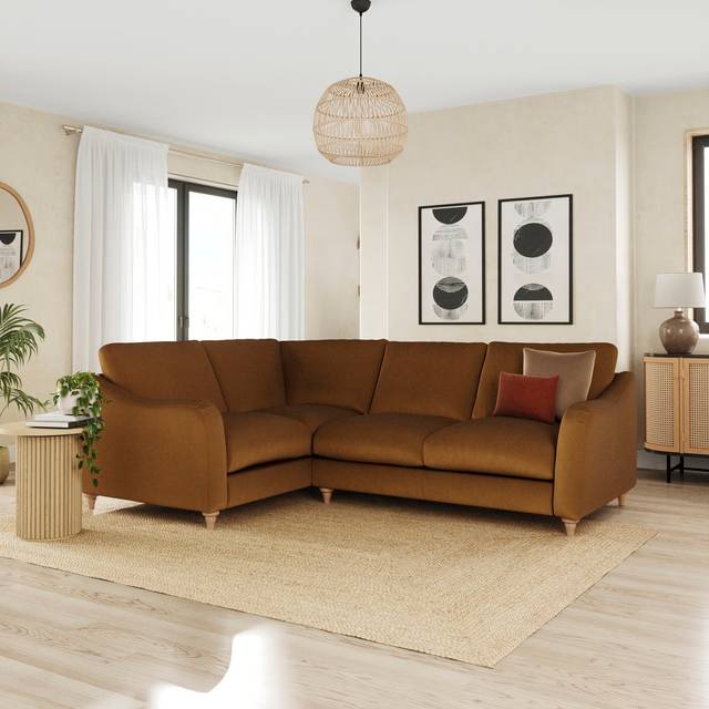 Hattie Matte Plush Velvet Corner Sofa - Matte Plush Velvet Caramel