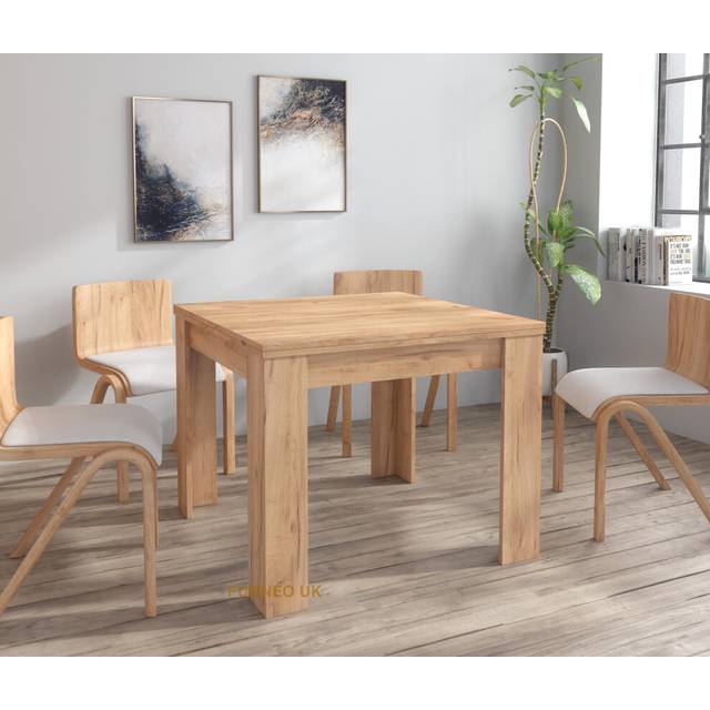 Modern Dining Table Only Extendable 90-180cm White Pine Effect Golden 02 - Furneo