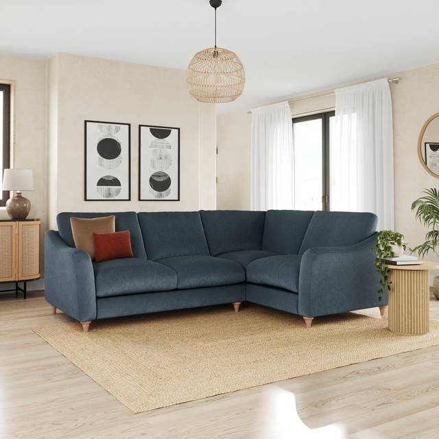 Hattie Matte Plush Velvet Corner Sofa - Matte Plush Velvet Denim