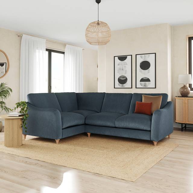 Hattie Matte Plush Velvet Corner Sofa - Matte Plush Velvet Denim