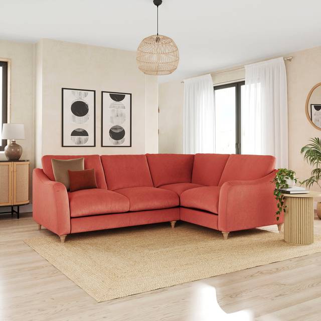 Hattie Matte Plush Velvet Corner Sofa - Matte Plush Velvet Clay
