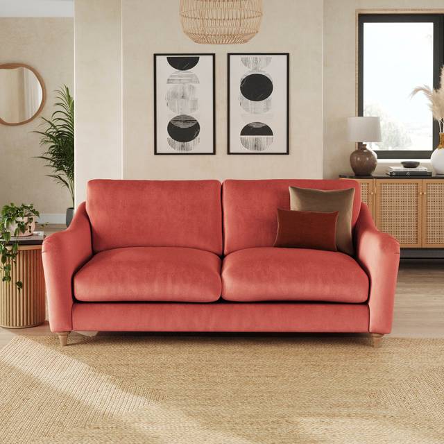 Hattie Matte Plush Velvet 3 Seater Sofa - Matte Plush Velvet Clay