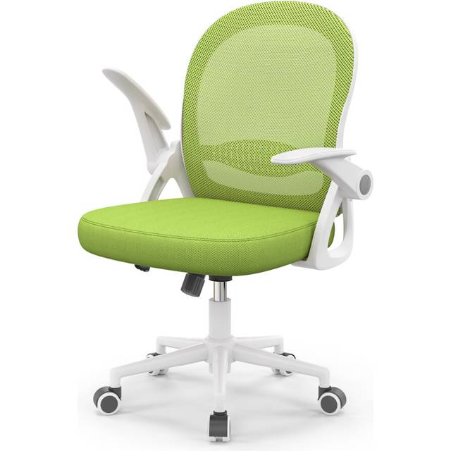 Mid-Back Mesh Chair Ergonomic Desk Chair with Flip-up Armrests and Lumbar Support - Green - One Size