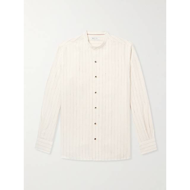 Loro Piana - Elia Grandad-Collar Pinstriped Linen Shirt - Men - Neutrals - XXL