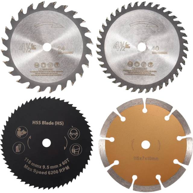 115X10mm Multi-Function Carbide Saw Blade Set of 4 Plastic Cutting Blade Circular Saw Blade