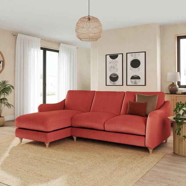 Hattie Matte Plush Velvet Corner Chaise Sofa - Matte Plush Velvet Clay