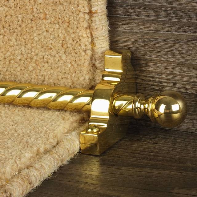 Country Brass Finish Balladeer Spiral Stair Carpet Runner Rods - Rod Length: 68cm (2ft 3in approx.) - Rod Diameter: 1/2&quot; (12mm) Rod Length: Rod L